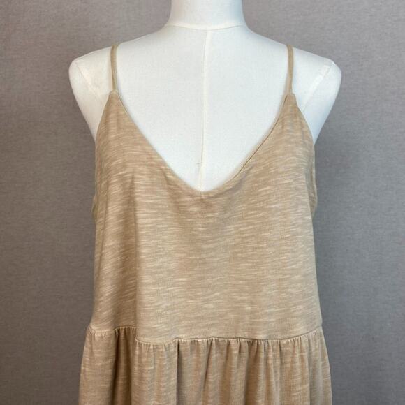 Old Navy Womens Tiered Midi Sundress Size L Boho Neutral Clean Girl Coastal - Picture 3 of 10